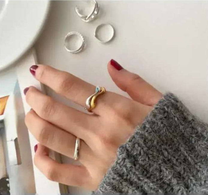 Asymmetrisk Silverring med Abstrakt Design - mutual