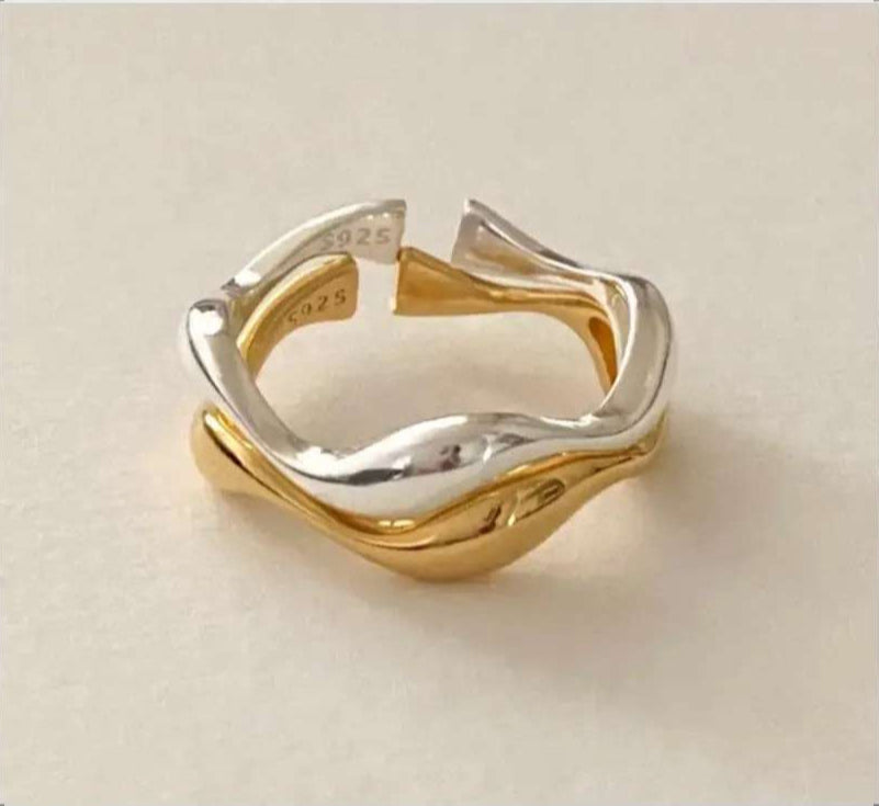 Asymmetrisk Silverring med Abstrakt Design - mutual