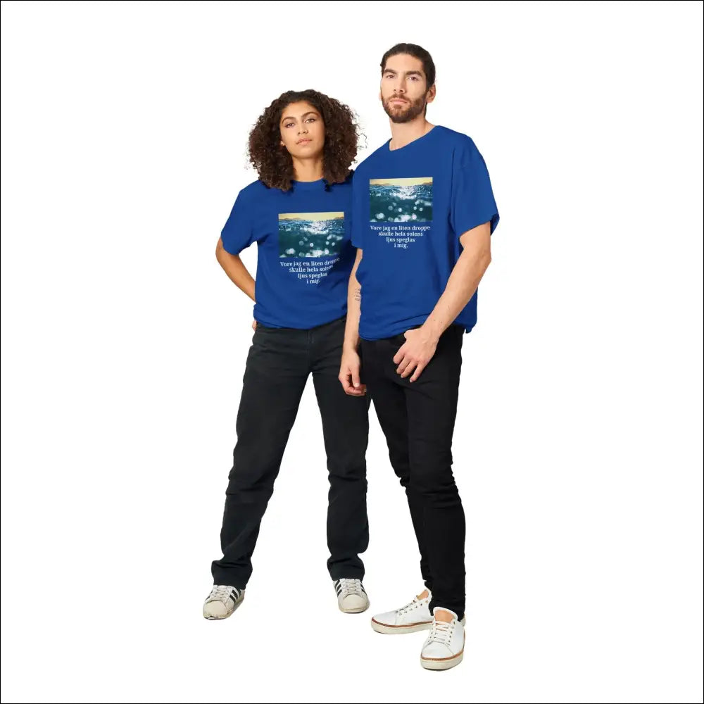 Blå och Gul T-shirt för Segling med Vattenmotiv - Print Material