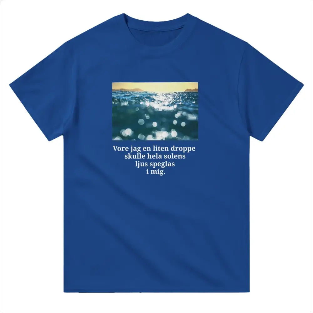 Blå och Gul T-shirt för Segling med Vattenmotiv - Print Material