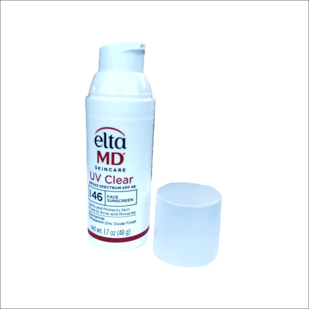 EltaMD UV Clear Broad Spectrum SPF 46 sunscreen bottle for sensitive skin with a focus on acne and oil control.