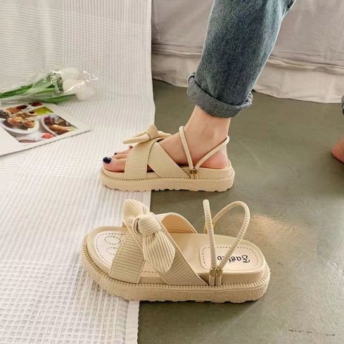 Fina sandaler med rosettdetaljer för damer - Beige / 35 - Sandaler dam