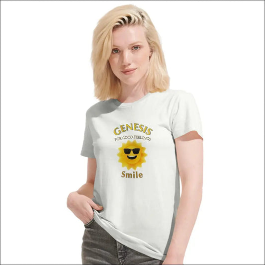 Genesis T-shirt för goda känslor med leende sol - White / XS - Print Material