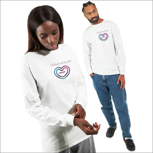 Grafiska Matchande Par T-shirts Lång Ärm - Vit / S - Vi t-shirt