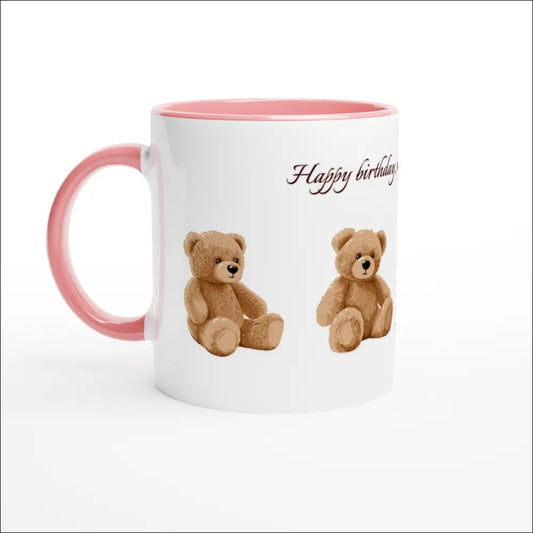 Mugg med teddybjörn till födelsedag för varma drycker Print Material