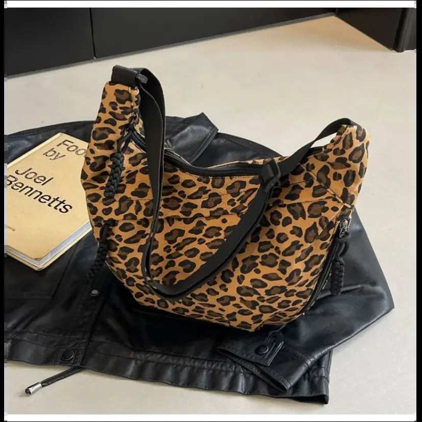 Printed Leopard Kanvas Crossbody Damväska - mutual