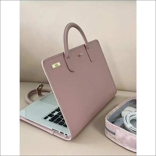 Rosa Laptoptasche aus Leder für 14 und 16 Zoll Schutz