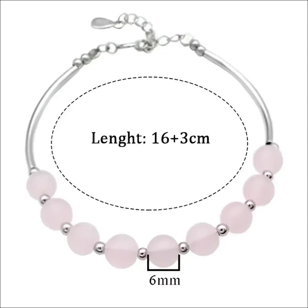 S925 Sterling Silver Jordgubbskvarts Pärlor Armband - silver-jordgubbskvarts / 925 silver och kvarts - Silveramband
