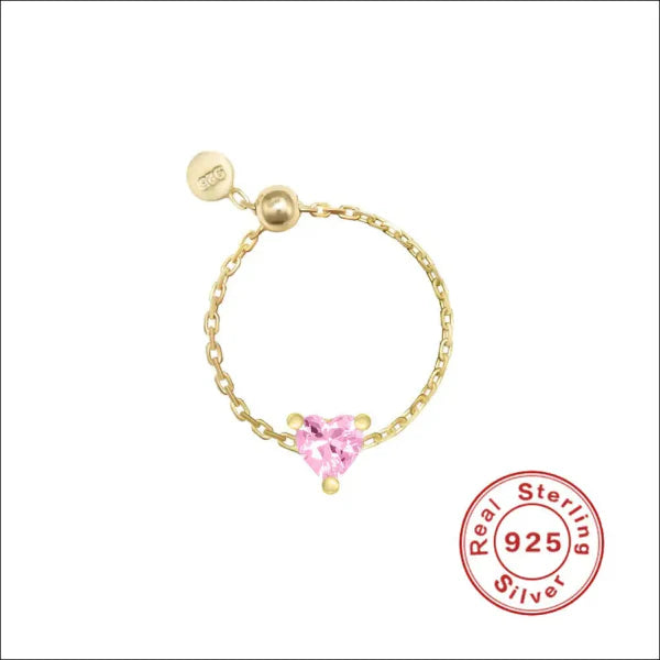 Skör som kärleken – hjärtformat smycke i silver och Zircon - Guld Hjärta Rosa / 30 gr / Silver - Silverring