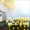 LOVE lampa med LED bokstäver och Varmt Ljus / Vit / Bredd 30 cm Mysbeslysning
