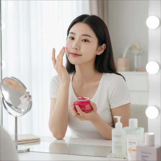 Hudvårdsrutin med Medicube TXA + Niacinamide Capsule Cream – återfuktande kräm för klarare hud.