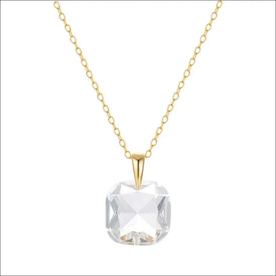 Allmatch Geometriskt Kristallhalsband – Stilrent Smycke i Guldton Guld genomskinlig vit / 30 gr / 925 silver