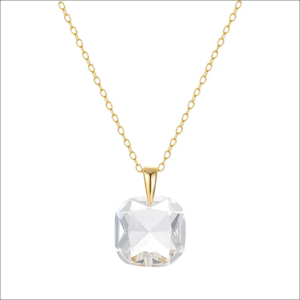Allmatch Geometriskt Kristallhalsband – Stilrent Smycke i Guldton Guld genomskinlig vit / 30 gr / 925 silver