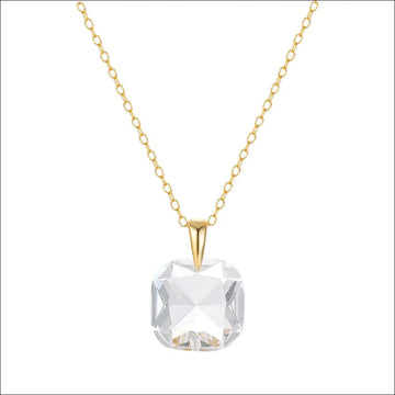 Allmatch Geometriskt Kristallhalsband – Stilrent Smycke i Guldton Guld genomskinlig vit / 30 gr / 925 silver