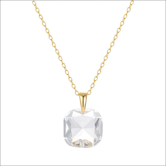Allmatch Geometriskt Kristallhalsband – Stilrent Smycke i Guldton Guld genomskinlig vit / 30 gr / 925 silver