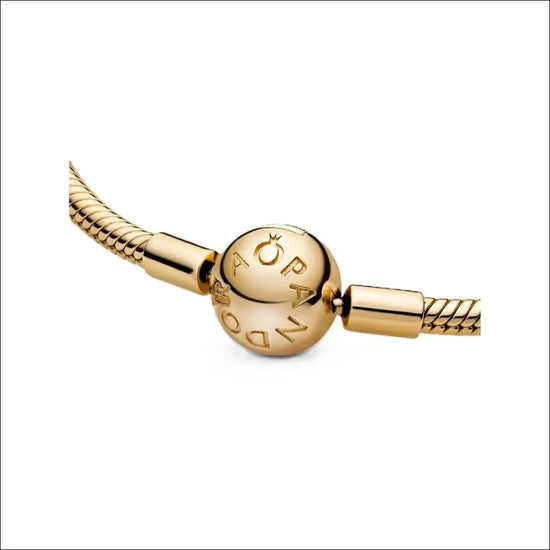 Armband med Snake Bone Länk och Rund Lås Guld Pandora