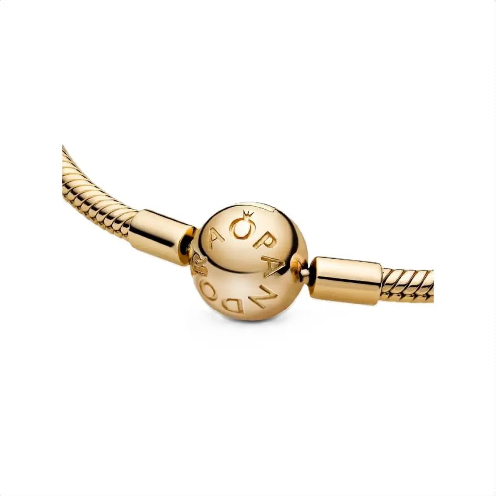 Armband med Snake Bone Länk och Rund Lås Guld Pandora