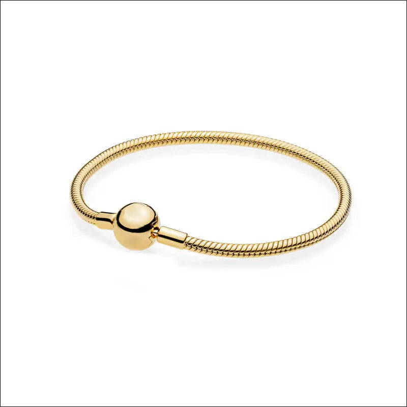 Armband med Snake Bone Länk och Rund Lås Guld Pandora / 17cm
