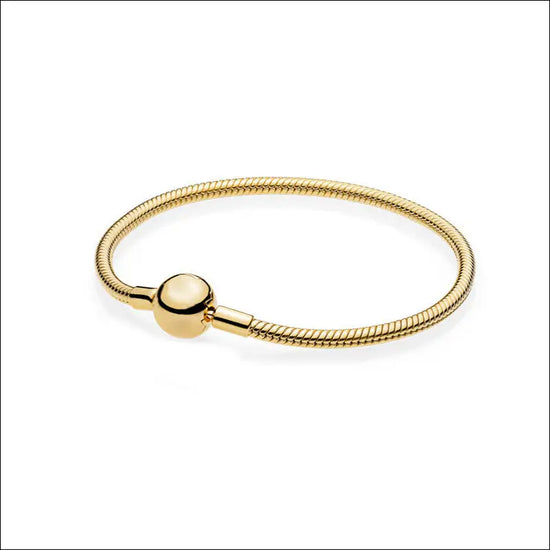 Armband med Snake Bone Länk och Rund Lås Guld Pandora