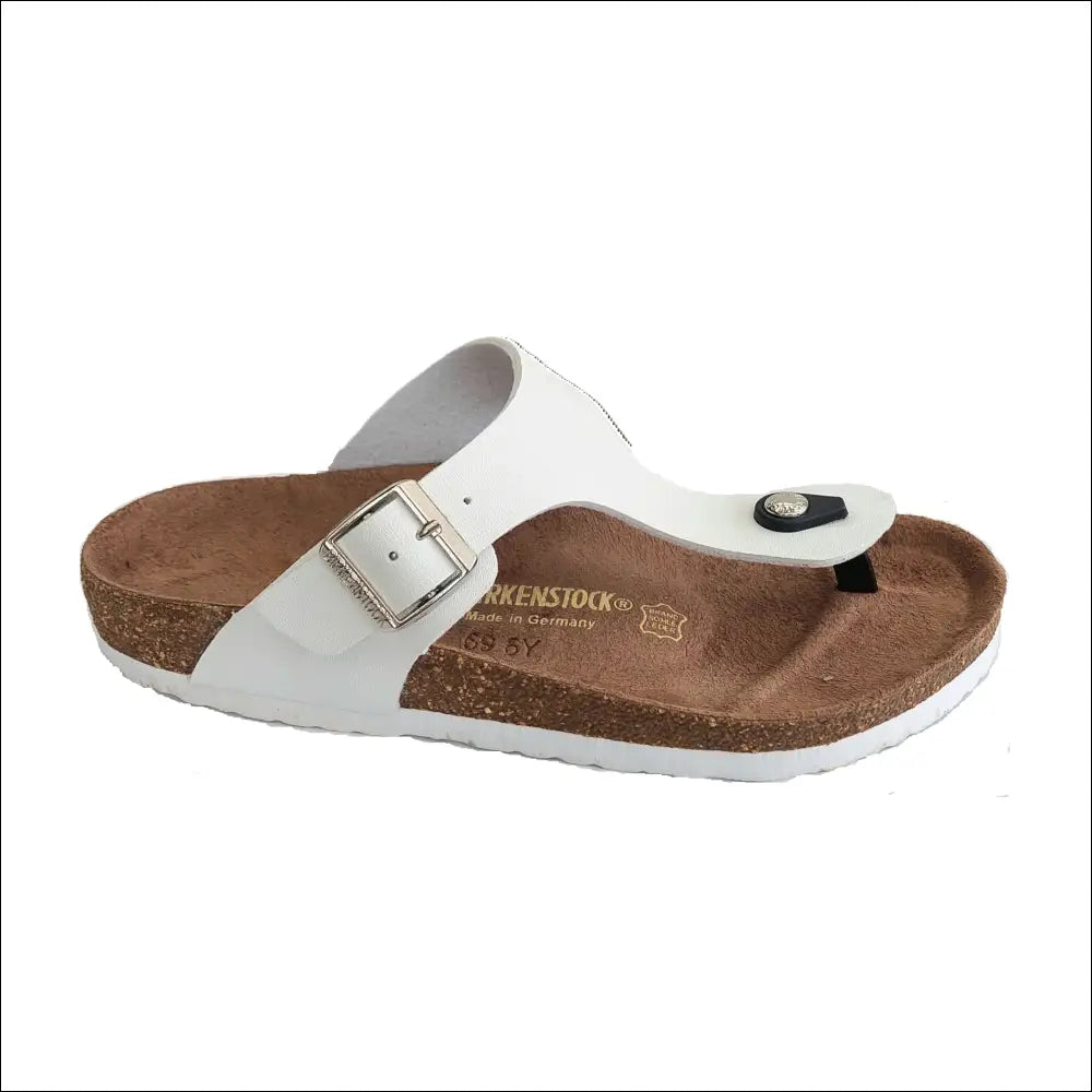 Birkenstock Gizeh White vita sandaler med ergonomisk korksula Sandaler