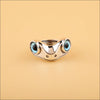 Blue Eyed Frog Ring Unisex i Äkta Silver Fantasy - Justerbar - Silverringar