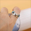Blue Eyed Frog Ring Unisex i Äkta Silver Fantasy - Justerbar - Silverringar