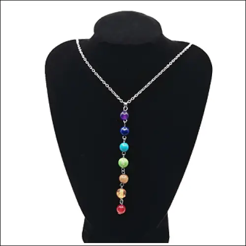 Bohemiskt hängsmycke halsband med chakra stenar för kvinnor