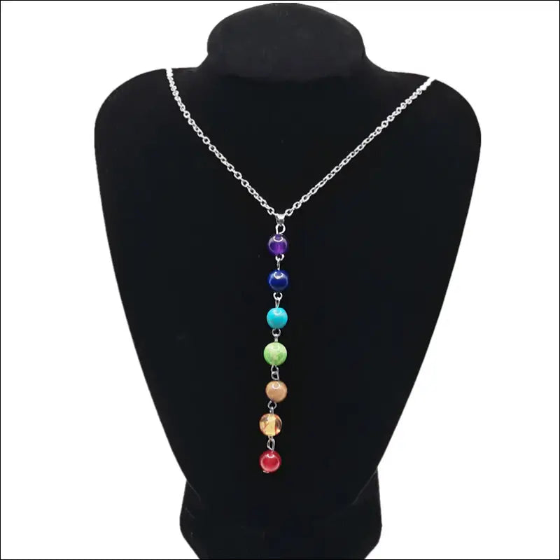  Bohemiskt hängsmycke halsband med chakra stenar för kvinnor
