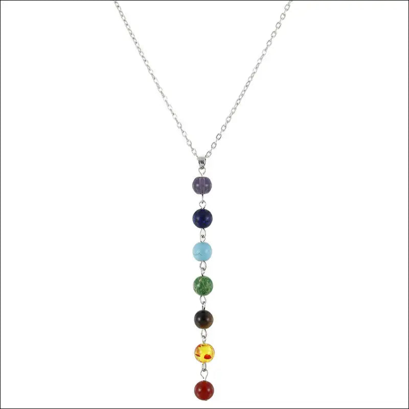 Bohemiskt hängsmycke halsband med chakra stenar för kvinnor