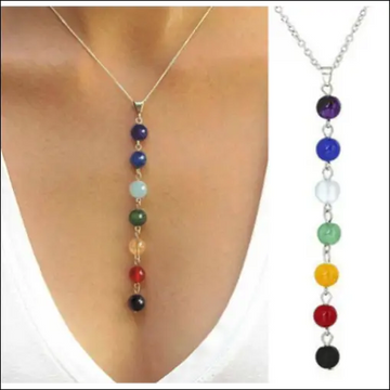 Bohemiskt hängsmycke halsband med chakra stenar för kvinnor