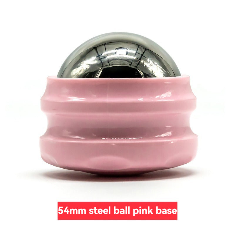 Cryoterapi iskula – massage roller med 54mm stål boll och rosa bas för kyla och återhämtning.