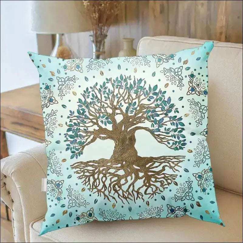 Kuddfodral med Livsträdet Design - en meningsfull accent - Exklusiv turkos -3 / 50x 50cm (ensidigt tryck) - mutual