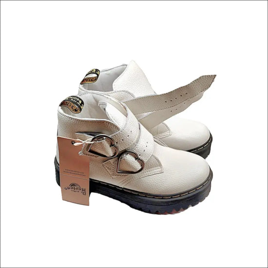 Dr Martens Dam Stövletter – Vita Chunky Plattform Devon Heart
