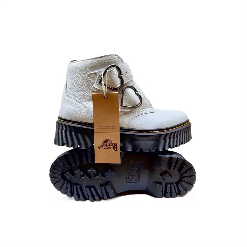 Dr Martens Dam Stövletter – Vita Chunky Plattform Devon Heart