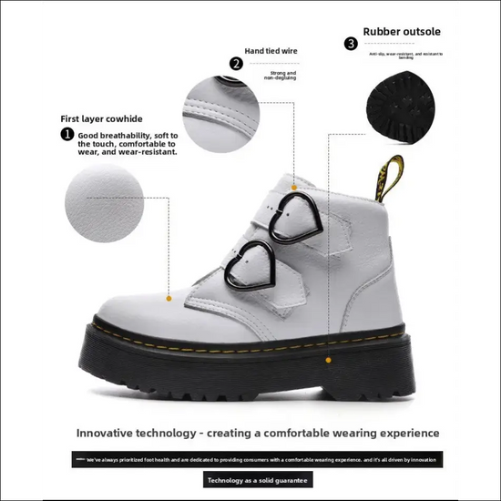 Dr Martens Dam Stövletter – Vita Chunky Plattform Devon Heart