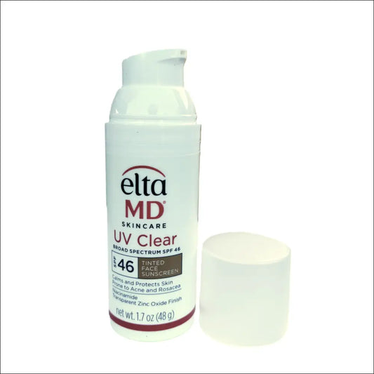 Foundation med EltaMD återfuktande solkräm i tub med solskydd SPF 46 för känslig hud.