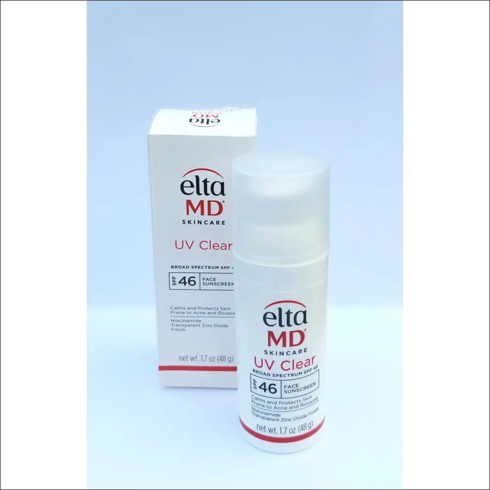 EltaMD UV Clear Broad Spectrum SPF 46 sunscreen for sensitive skin in 48g packaging.