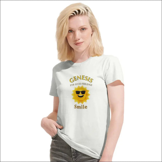 Genesis T-shirt för goda känslor med leende sol - White / XS - Print Material