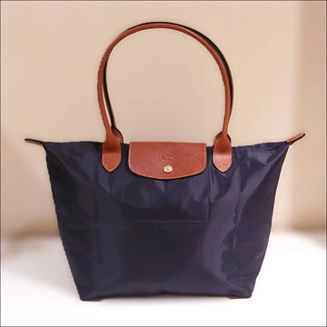 Large Longchamp Tote Le Pliage Original Navy Blue - Vikbar Resväska - Long Handle - resväska