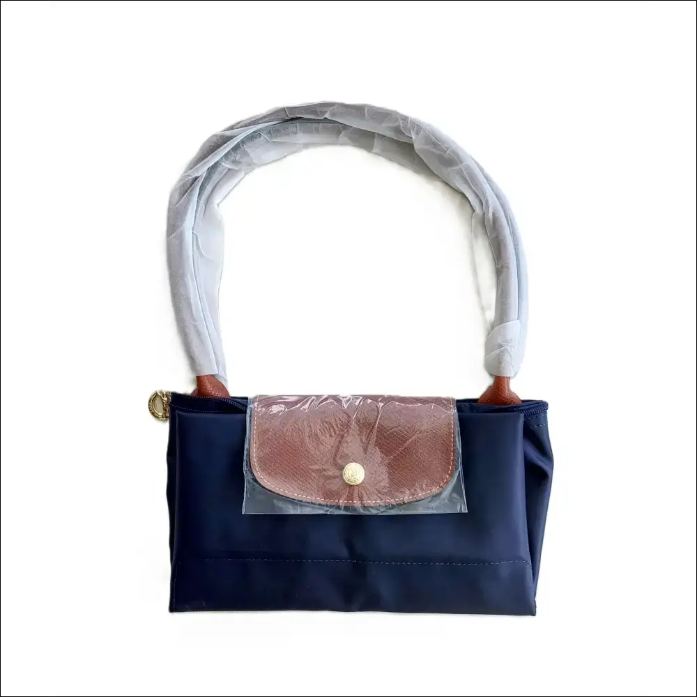 Large Longchamp Tote Pliage Original Navy Blue - Long Handle - Vikbar resväska