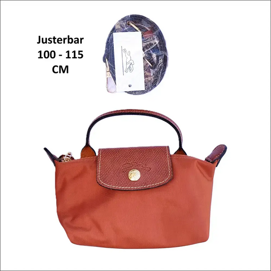 Longchamp Le Pliage Cognac stilren fransk minimalism - Mini Pack & Axelband - Sminkväska