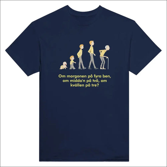 Marinblå T-shirt med evolution och gammal gubbe grafik - Print Material