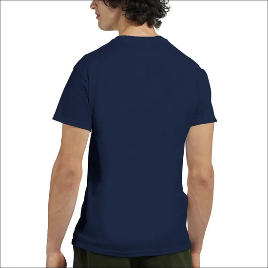 Marinblå T-shirt med evolution och gammal gubbe grafik - Print Material