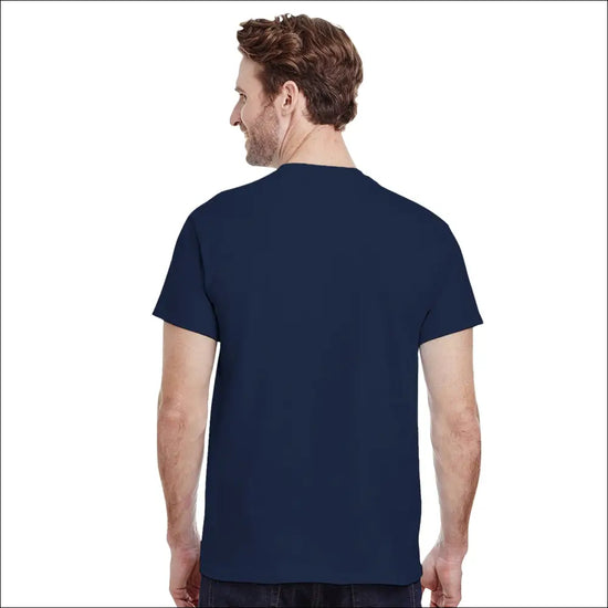 Marinblå T-shirt med evolution och gammal gubbe grafik - Print Material