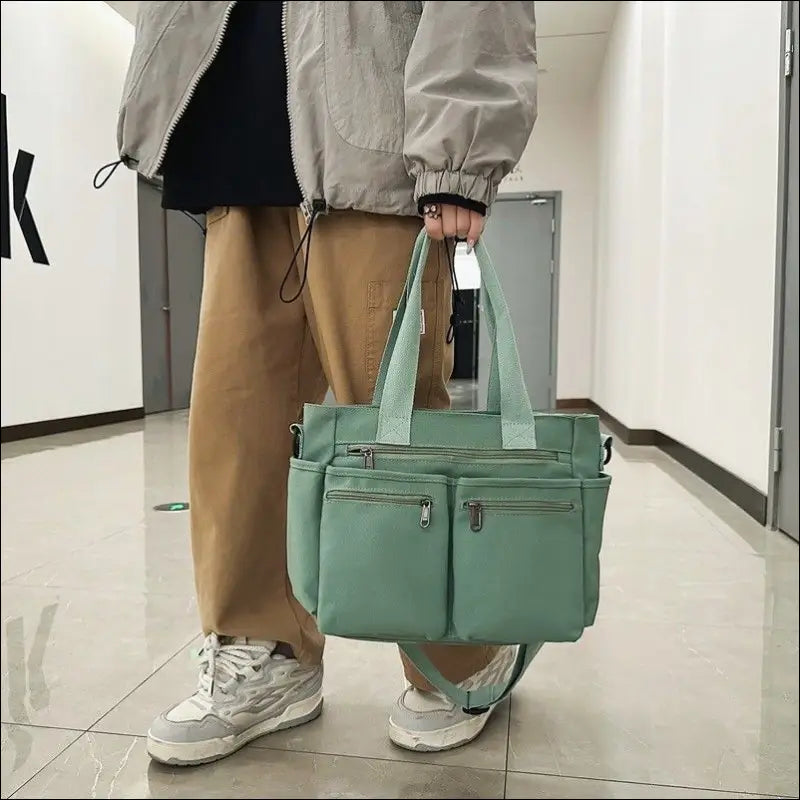 Mintgrön Manchester Tote – Mjuk Handväska för Damer - Grön canvas - mutual