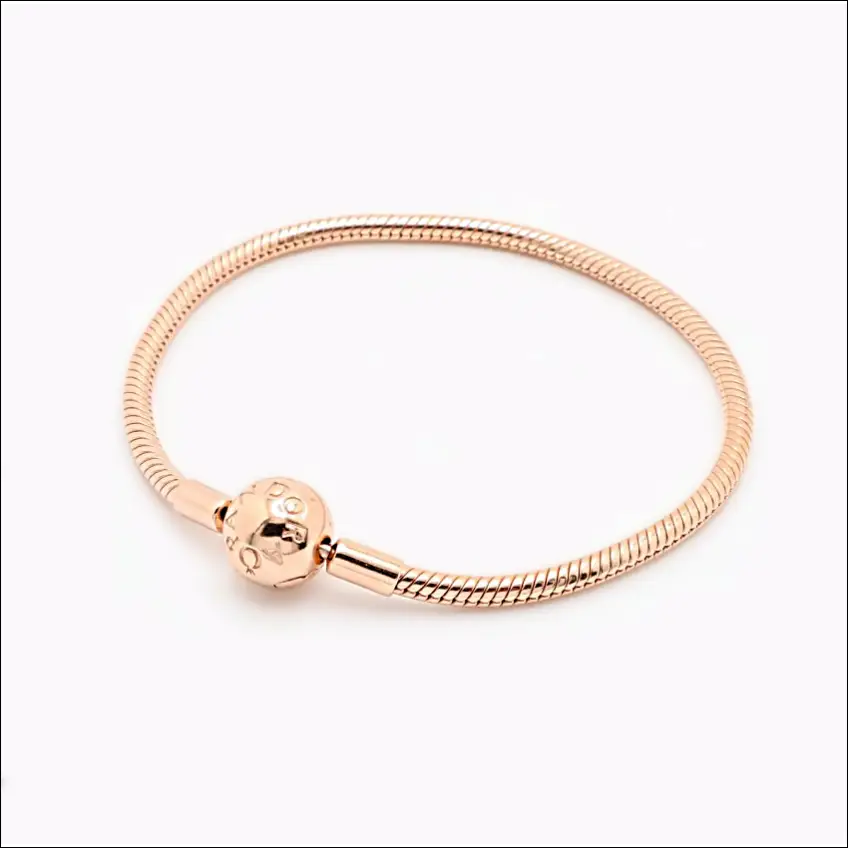 Pandora Moments Snake Chain Berlockarmband – Roséguld Ball Lock (580728) Armband