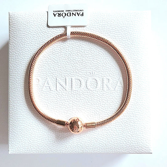 Pandora Moments Snake Chain Berlockarmband – Roséguld Ball Lock (580728) Armband