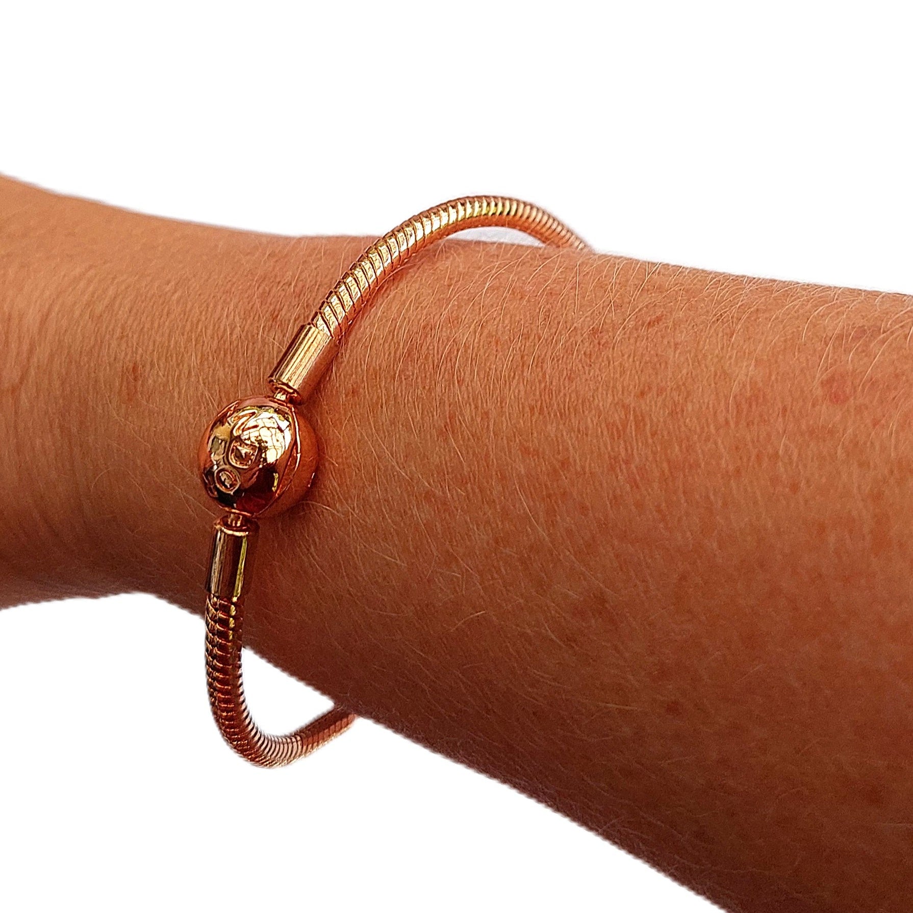 Pandora Moments Snake Chain Berlockarmband – Roséguld Ball Lock (580728) Armband