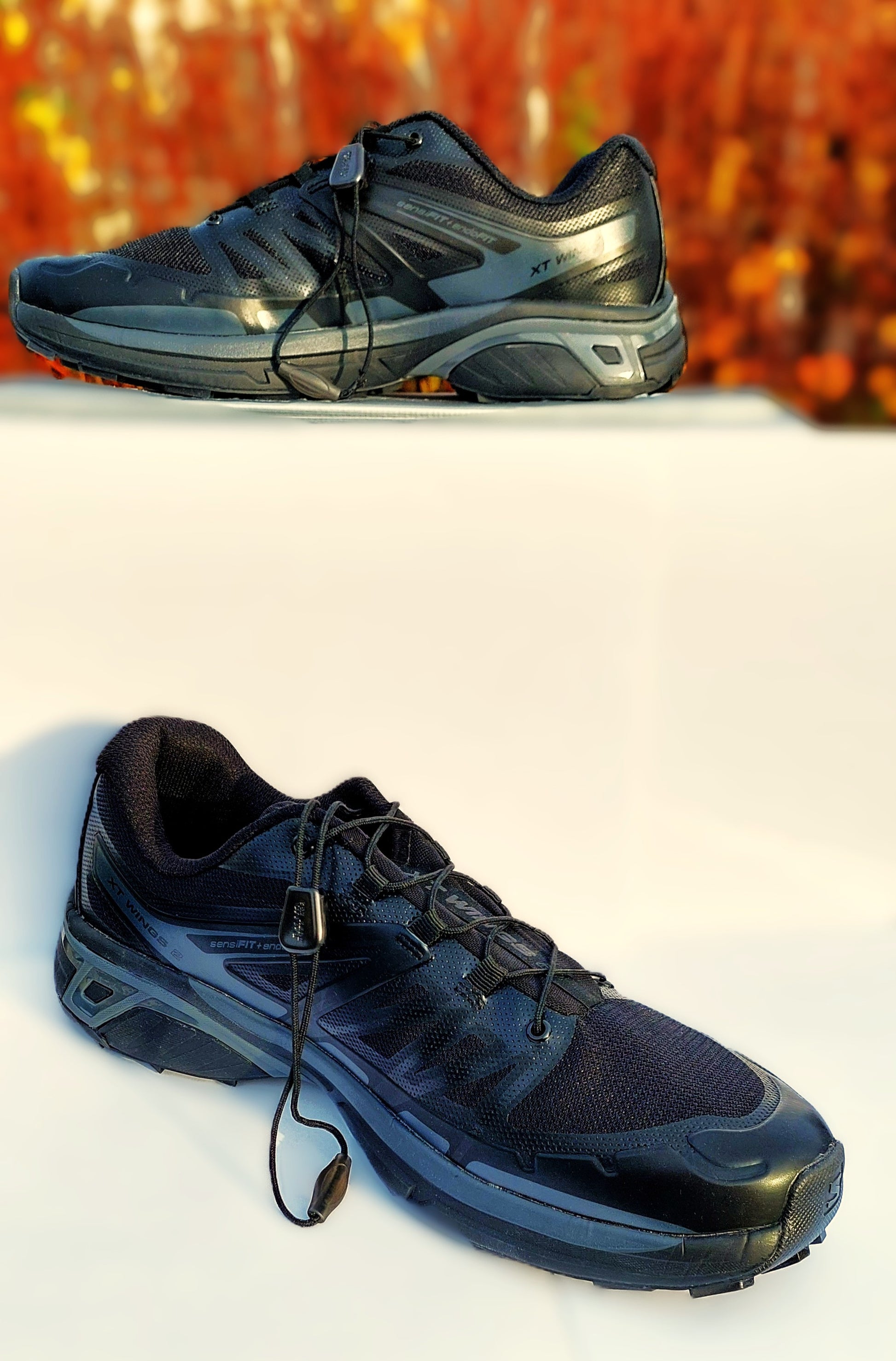 “Salomon XT-Wings 2 Black Magnet löparskor i höstmiljö