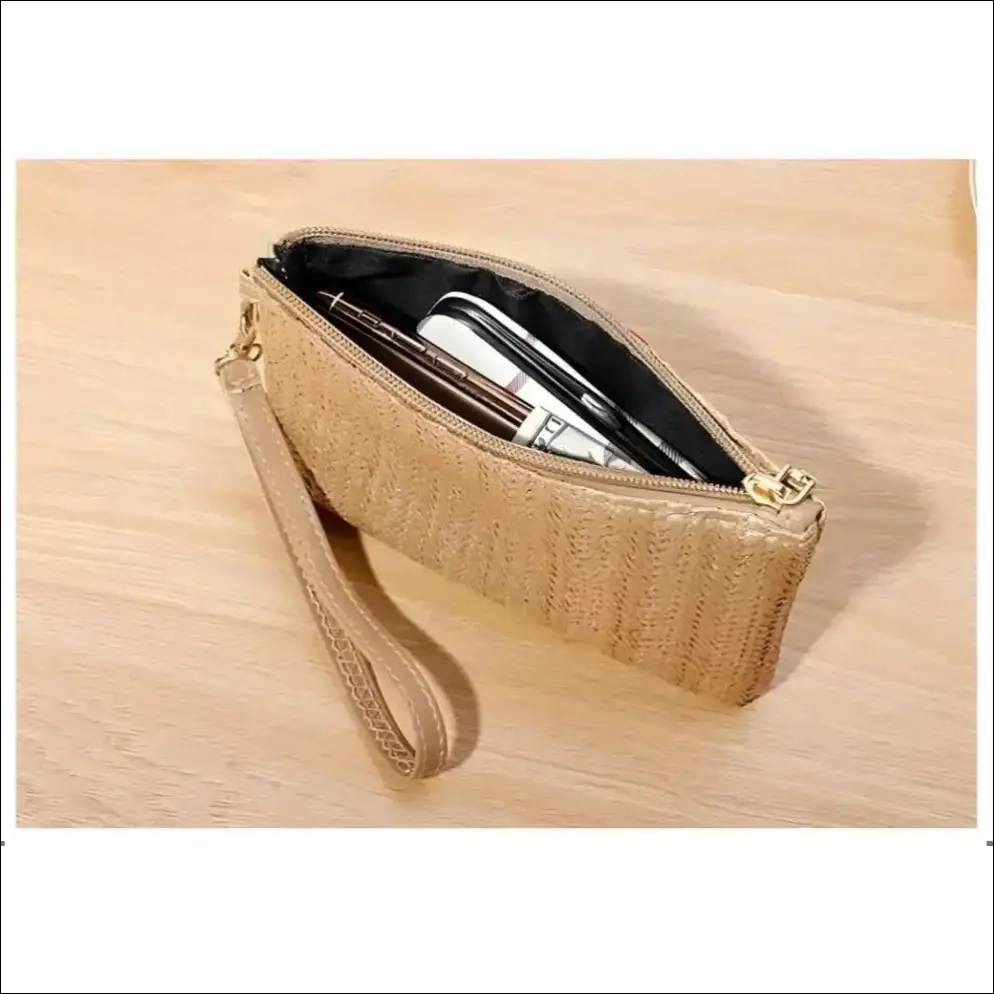 Stråväska med handledsrem för dam – liten lätt och stilren - Clutch